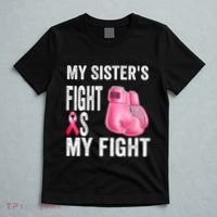 My Sisters Fight Is My Fight Breast Cancer Boxing Gloves T-Shirt thumb 5