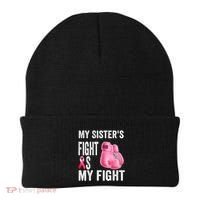 My Sisters Fight Is My Fight Breast Cancer Boxing Gloves Beanie thumb 0