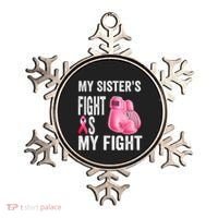 My Sisters Fight Is My Fight Breast Cancer Boxing Gloves Ornament thumb 0