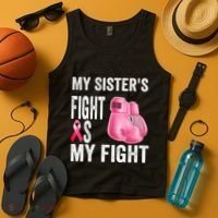 My Sisters Fight Is My Fight Breast Cancer Boxing Gloves Tank Top thumb 4