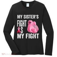 My Sisters Fight Is My Fight Breast Cancer Boxing Gloves Women's Long Sleeve Shirt thumb 0