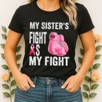 My Sisters Fight Is My Fight Breast Cancer Boxing Gloves Women's T-Shirt thumb 2