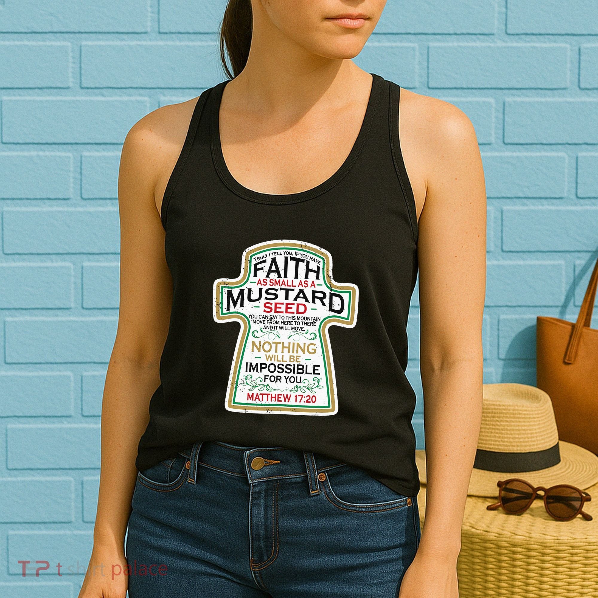 Mustard Seed Faith Christian Gifts Mathew 17 20 Scripture Women's Tank Top