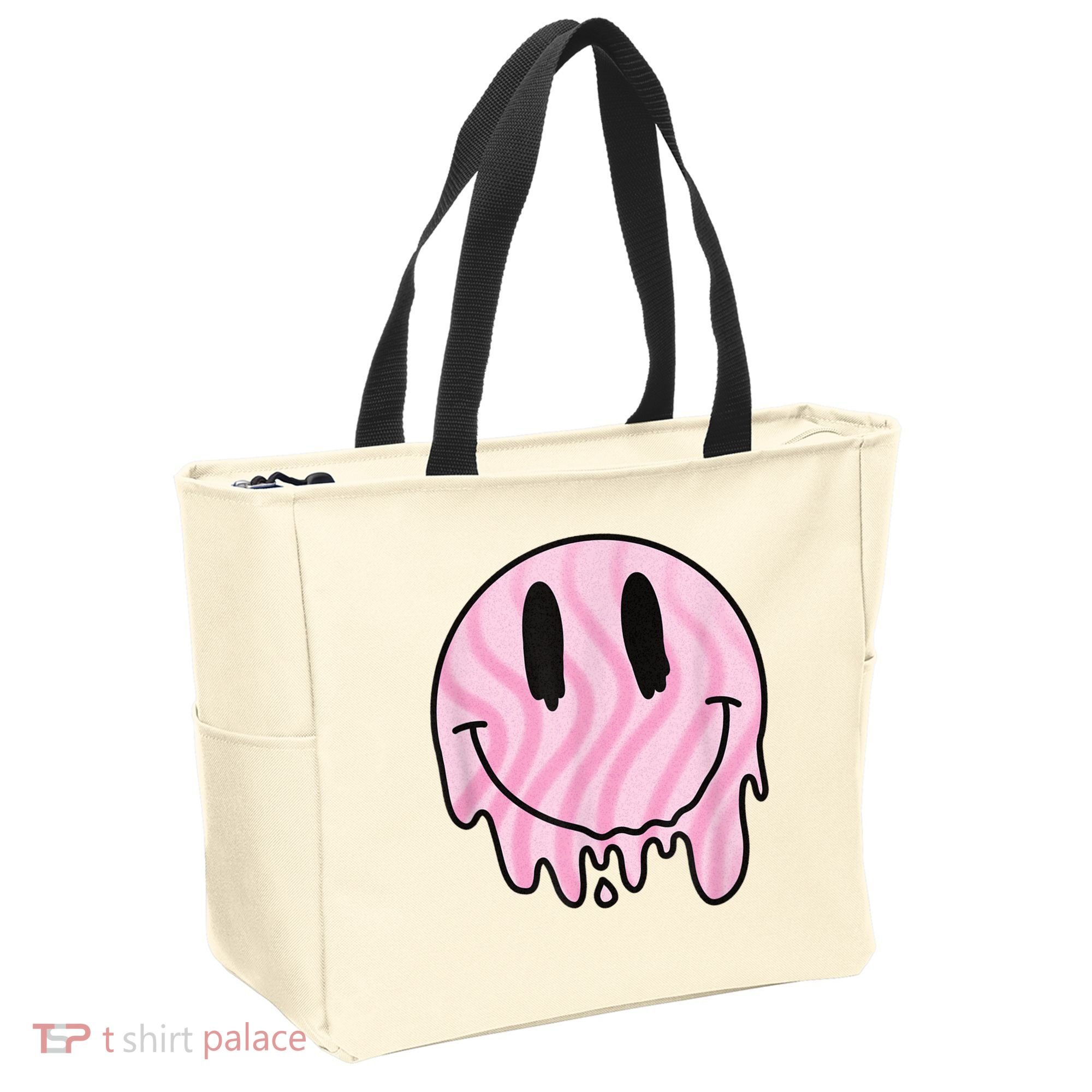 Melted Smiley Face Retro 80s Dripping Melting Happy Smile Tote Bag