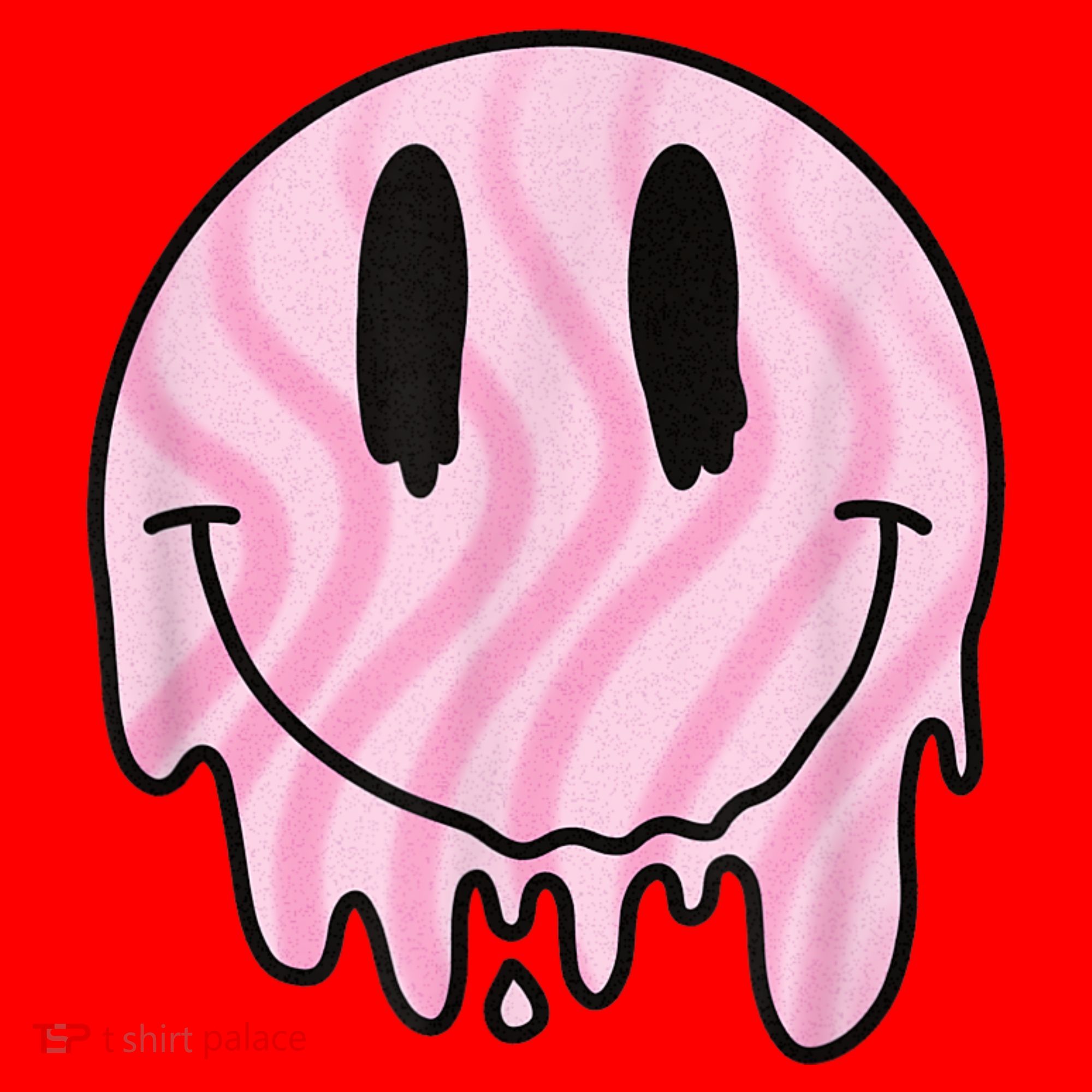Melted Smiley Face Retro 80s Dripping Melting Happy Smile Santa Hat