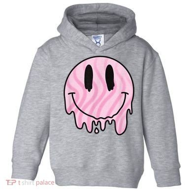 Melted Smiley Face Retro 80s Dripping Melting Happy Smile Toddler Hoodie