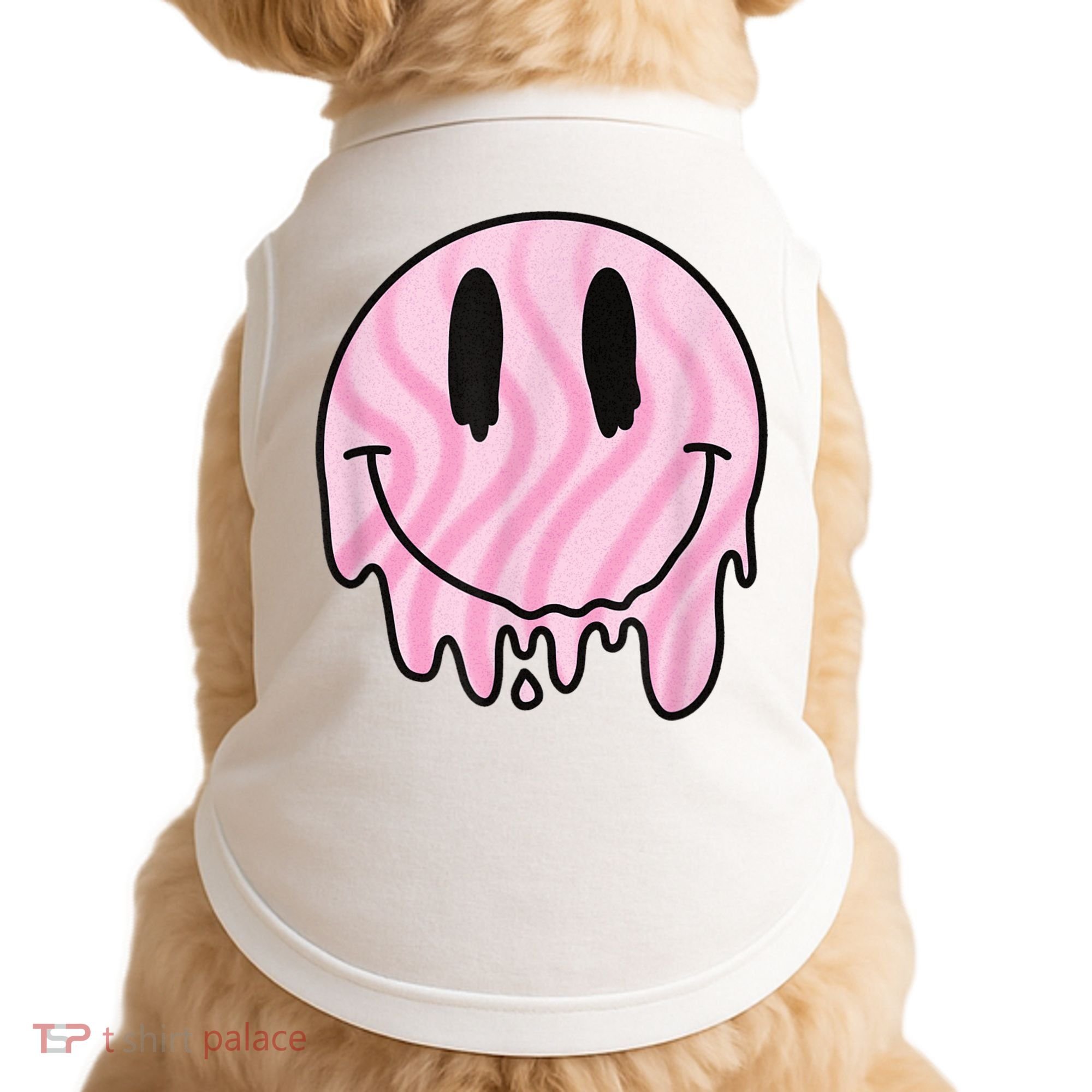 Melted Smiley Face Retro 80s Dripping Melting Happy Smile Doggie Tank