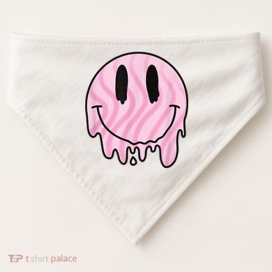 Melted Smiley Face Retro 80s Dripping Melting Happy Smile USA-Made Doggie Bandana