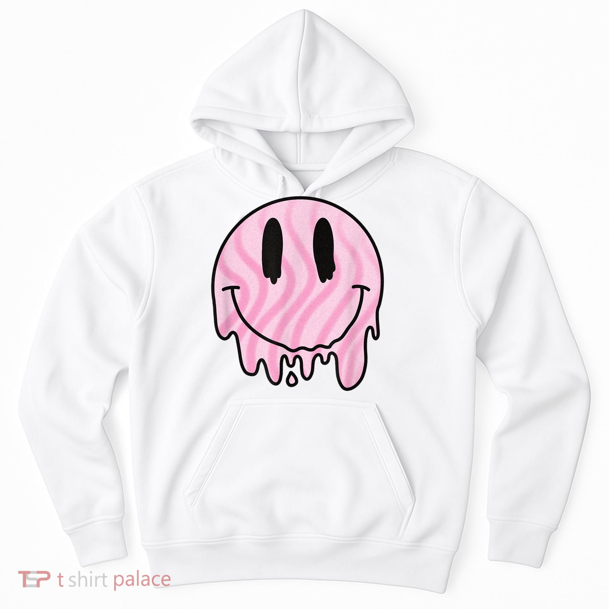 Melted Smiley Face Retro 80s Dripping Melting Happy Smile Hoodie