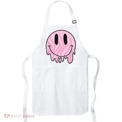 Melted Smiley Face Retro 80s Dripping Melting Happy Smile Apron