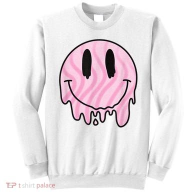 Melted Smiley Face Retro 80s Dripping Melting Happy Smile Sweatshirt