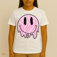 Melted Smiley Face Retro 80s Dripping Melting Happy Smile T-Shirt thumb 4