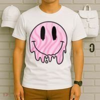 Melted Smiley Face Retro 80s Dripping Melting Happy Smile T-Shirt thumb 6