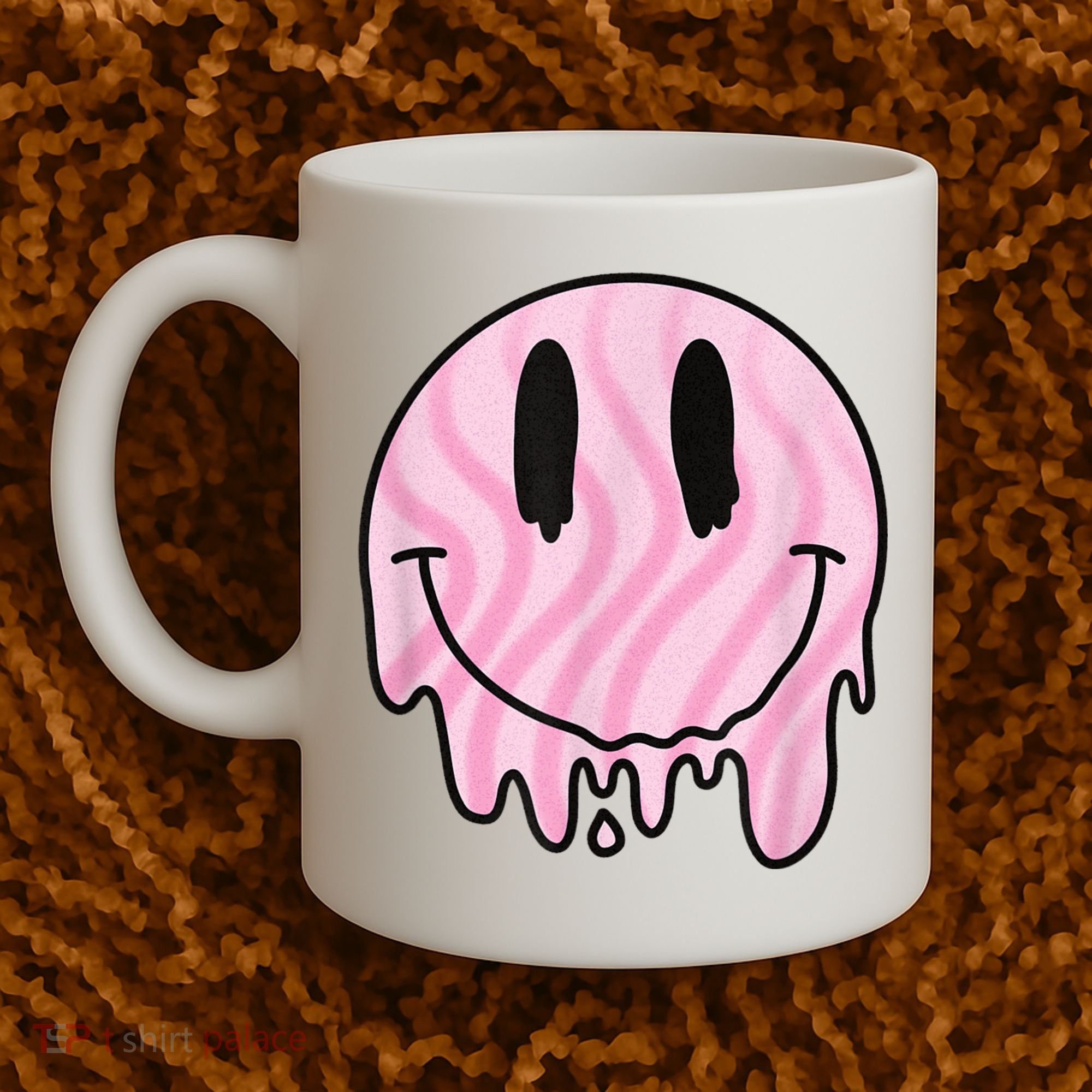 Melted Smiley Face Retro 80s Dripping Melting Happy Smile Coffee Mug