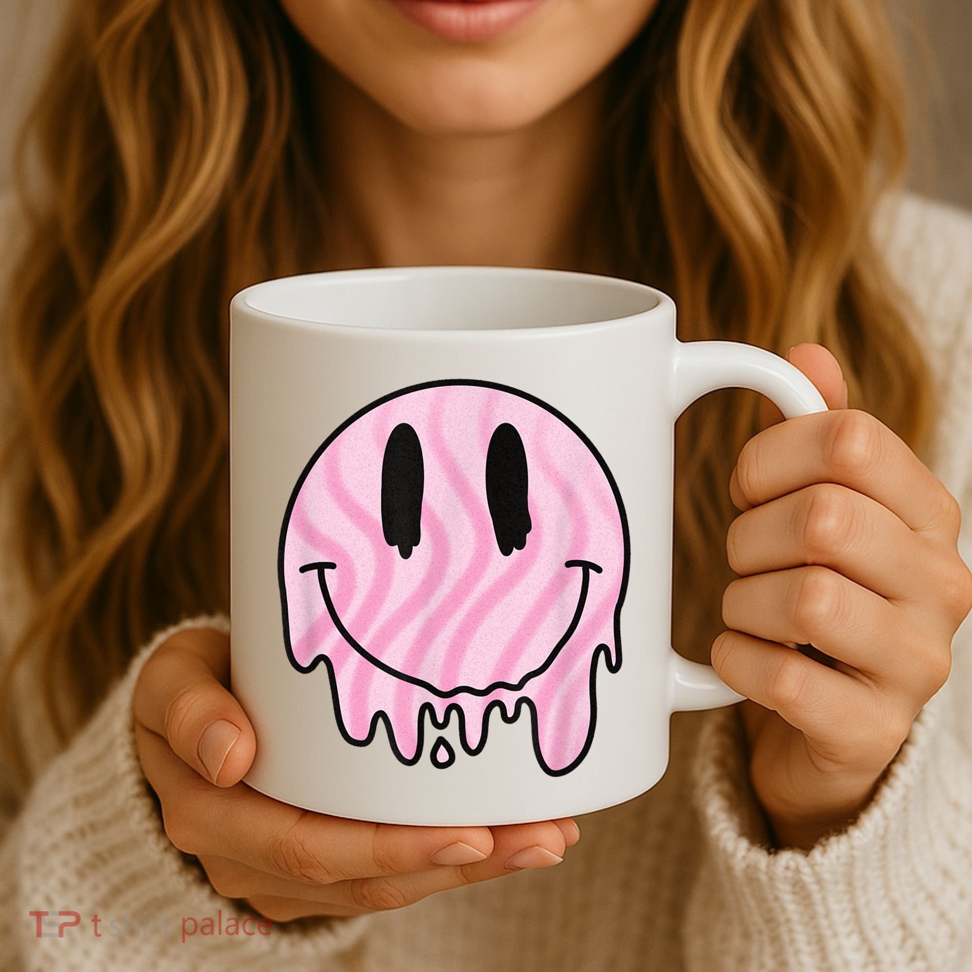 Melted Smiley Face Retro 80s Dripping Melting Happy Smile Coffee Mug