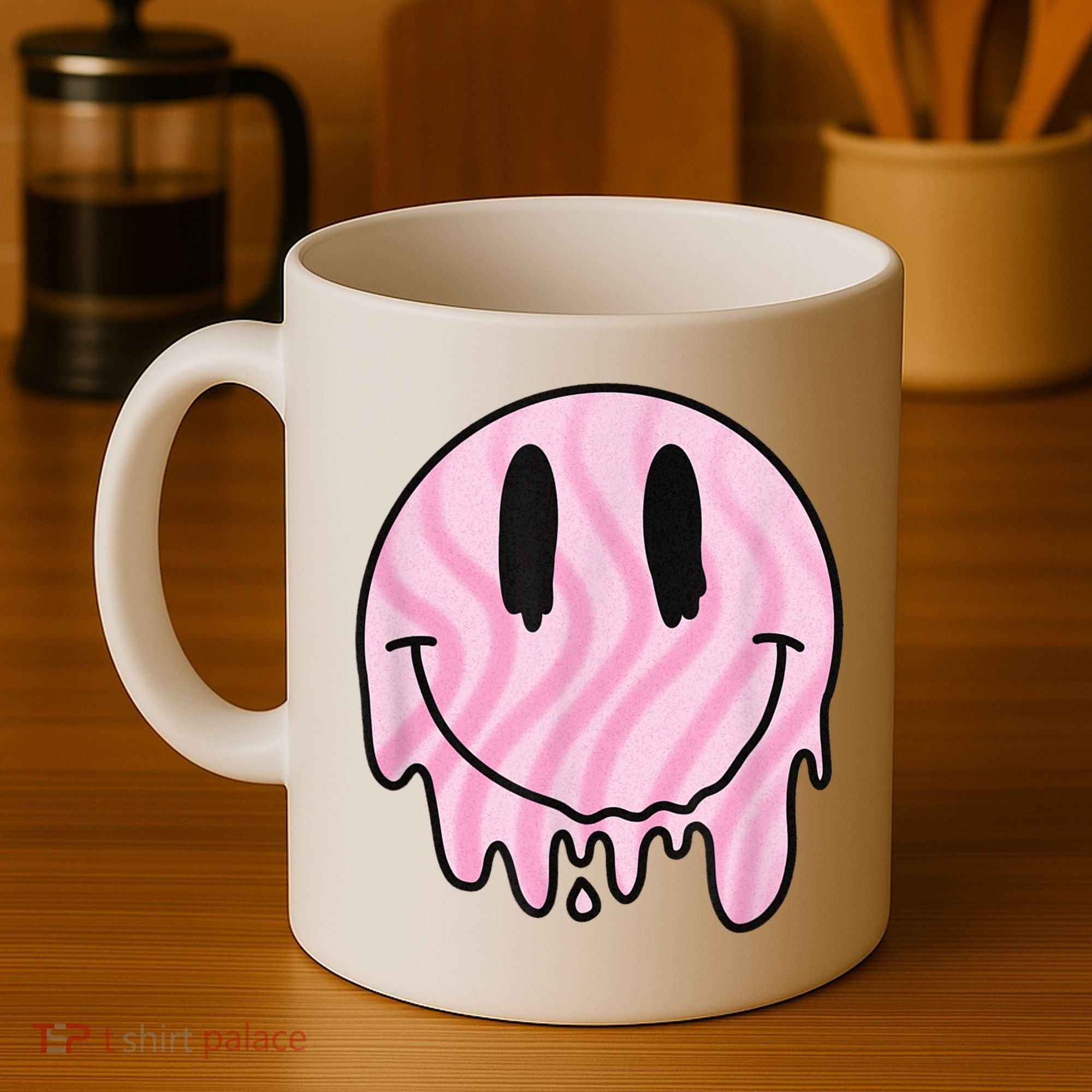 Melted Smiley Face Retro 80s Dripping Melting Happy Smile Coffee Mug