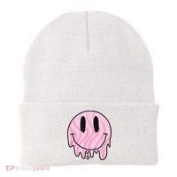Melted Smiley Face Retro 80s Dripping Melting Happy Smile Beanie thumb 0