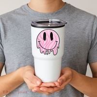 Melted Smiley Face Retro 80s Dripping Melting Happy Smile Tumbler thumb 2