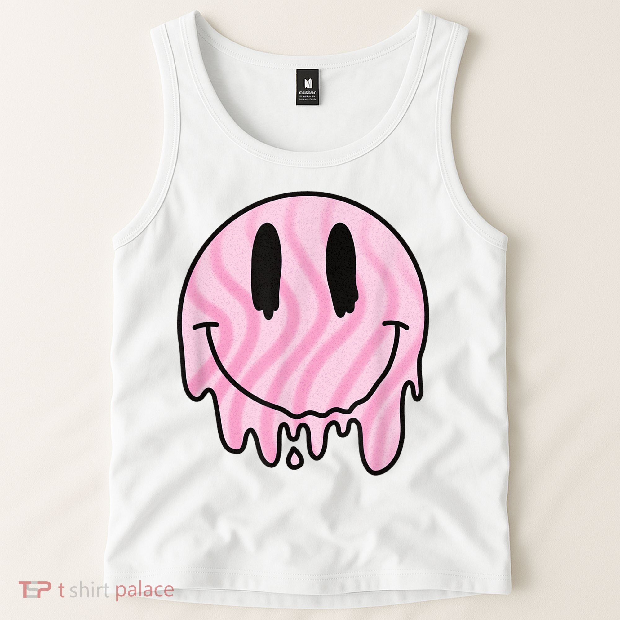 Melted Smiley Face Retro 80s Dripping Melting Happy Smile Tank Top