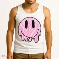 Melted Smiley Face Retro 80s Dripping Melting Happy Smile Tank Top thumb 3