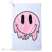 Melted Smiley Face Retro 80s Dripping Melting Happy Smile Golf Towel thumb 0