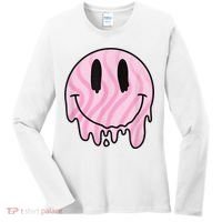Melted Smiley Face Retro 80s Dripping Melting Happy Smile Women's Long Sleeve Shirt thumb 0