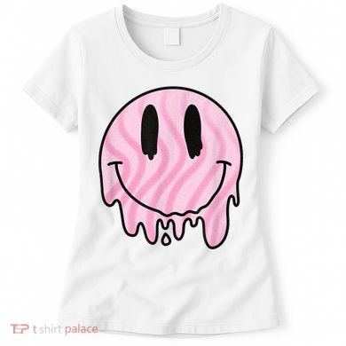 Melted Smiley Face Retro 80s Dripping Melting Happy Smile Women's T-Shirt
