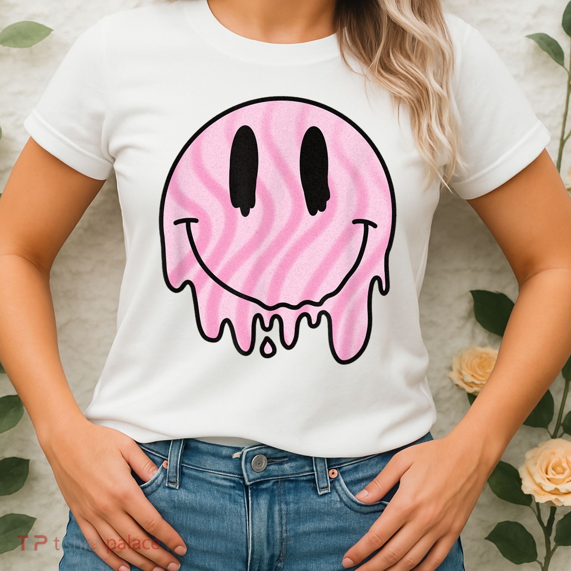 Melted Smiley Face Retro 80s Dripping Melting Happy Smile Women's T-Shirt