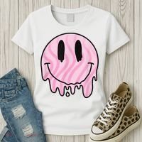 Melted Smiley Face Retro 80s Dripping Melting Happy Smile Women's T-Shirt thumb 3