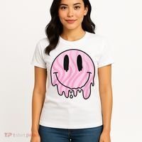 Melted Smiley Face Retro 80s Dripping Melting Happy Smile Women's T-Shirt thumb 4