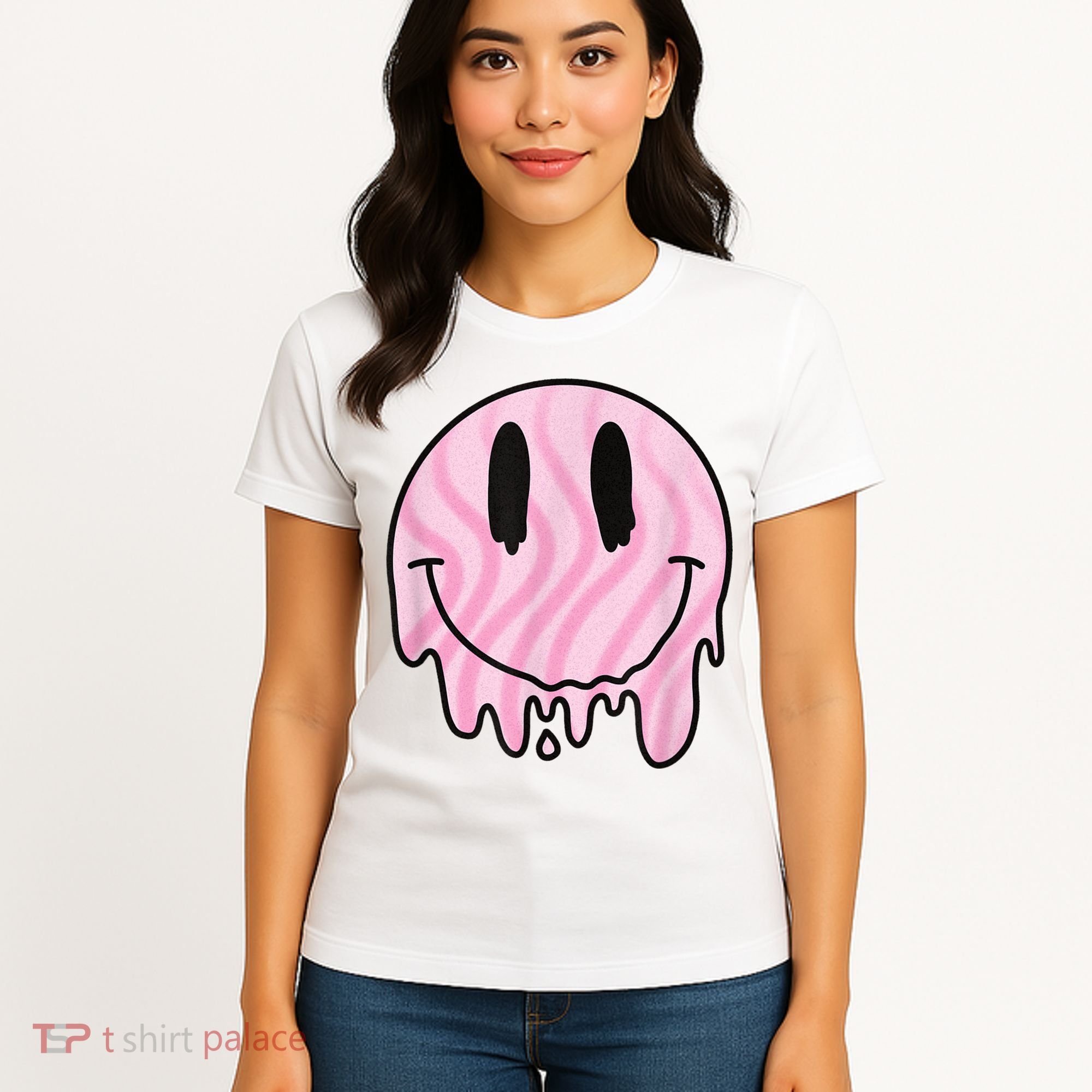 Melted Smiley Face Retro 80s Dripping Melting Happy Smile Women's T-Shirt