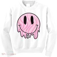 Melted Smiley Face Retro 80s Dripping Melting Happy Smile Kids Sweatshirt thumb 0