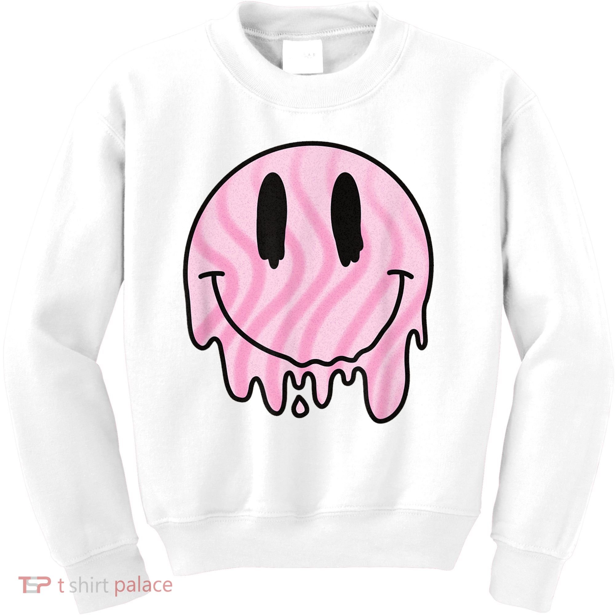 Melted Smiley Face Retro 80s Dripping Melting Happy Smile Kids Sweatshirt