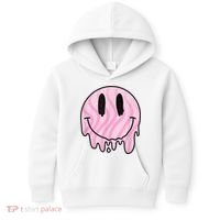 Melted Smiley Face Retro 80s Dripping Melting Happy Smile Kids Hoodie thumb 0