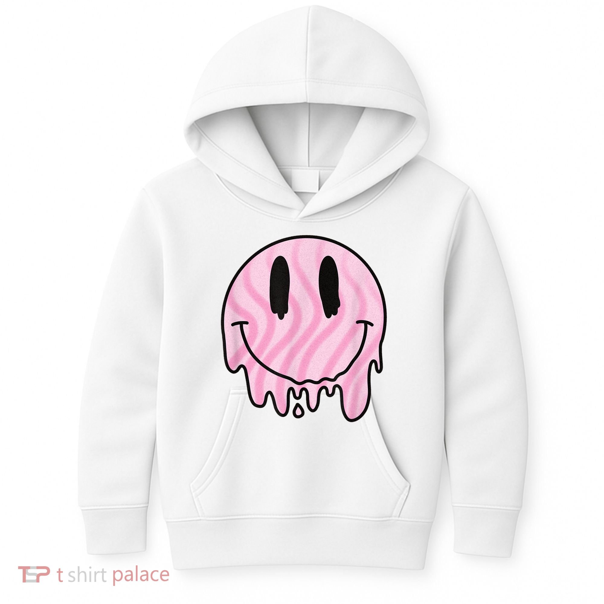 Melted Smiley Face Retro 80s Dripping Melting Happy Smile Kids Hoodie
