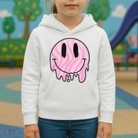 Melted Smiley Face Retro 80s Dripping Melting Happy Smile Kids Hoodie thumb 3