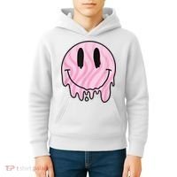 Melted Smiley Face Retro 80s Dripping Melting Happy Smile Kids Hoodie thumb 4