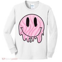 Melted Smiley Face Retro 80s Dripping Melting Happy Smile Kids Long Sleeve Shirt thumb 0