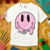 Melted Smiley Face Retro 80s Dripping Melting Happy Smile Kids T-Shirt thumb 3