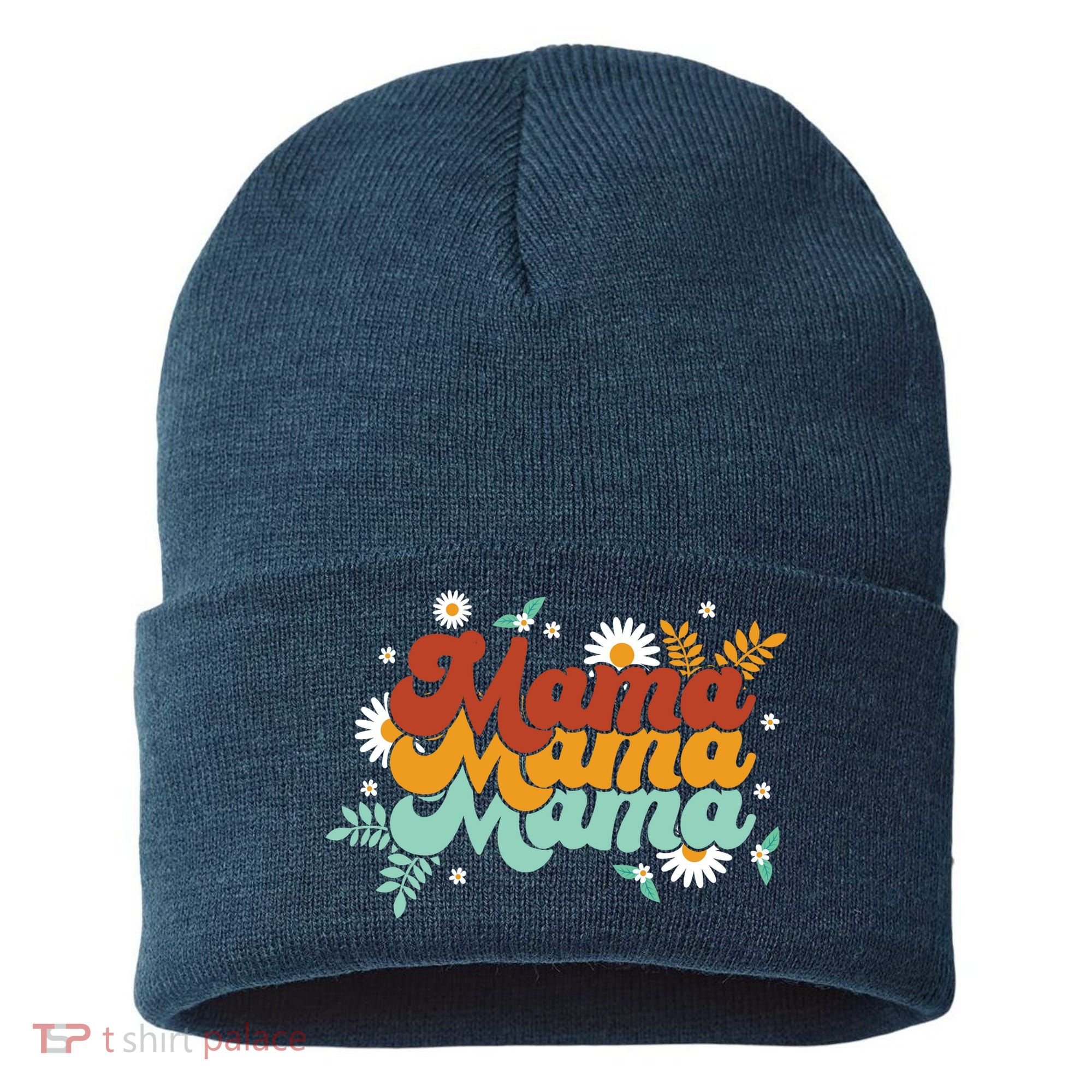 Mama Spring Floral Cute Mom Gift Sustainable Knit Beanie