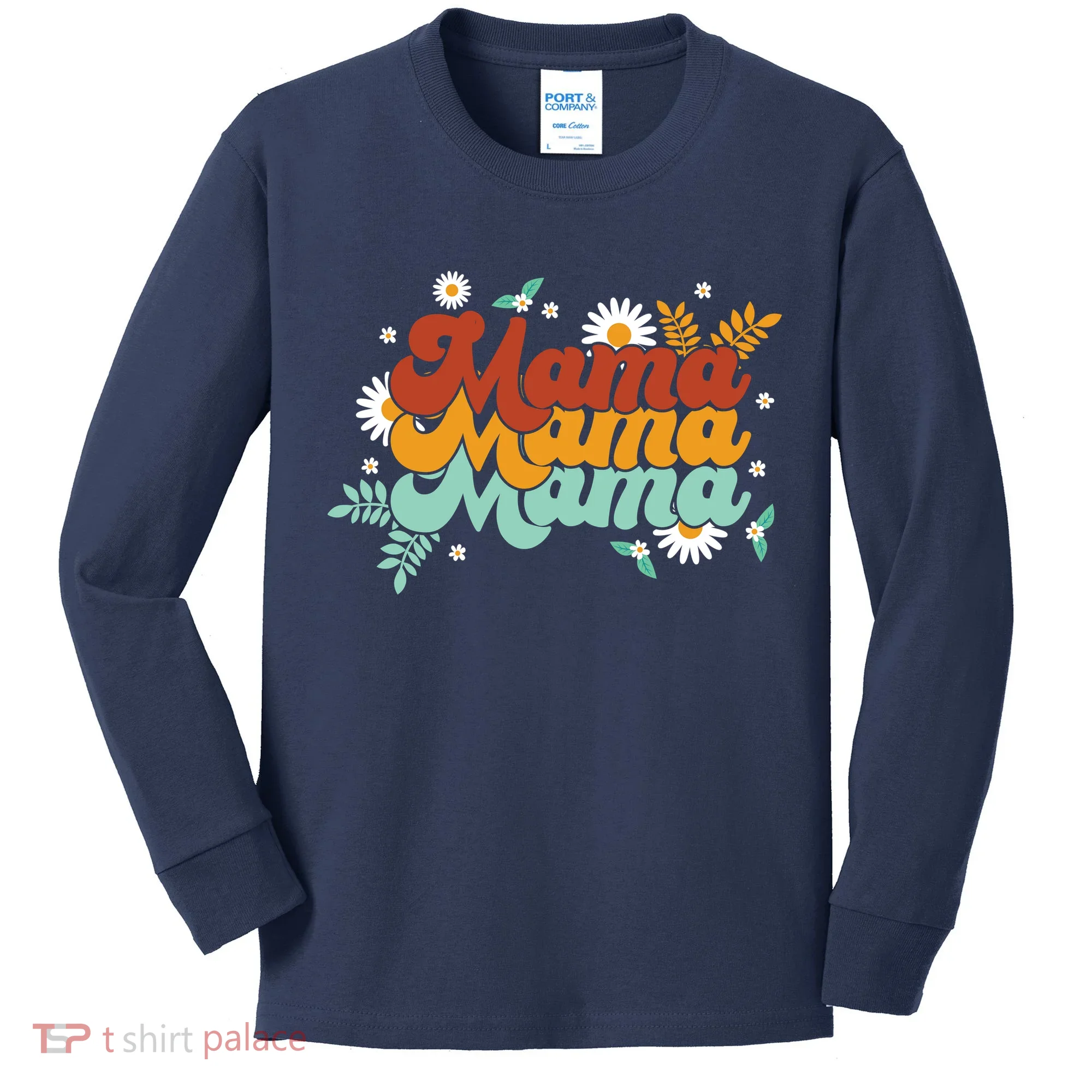 Mama Spring Floral Cute Mom Gift Kids Long Sleeve Shirt