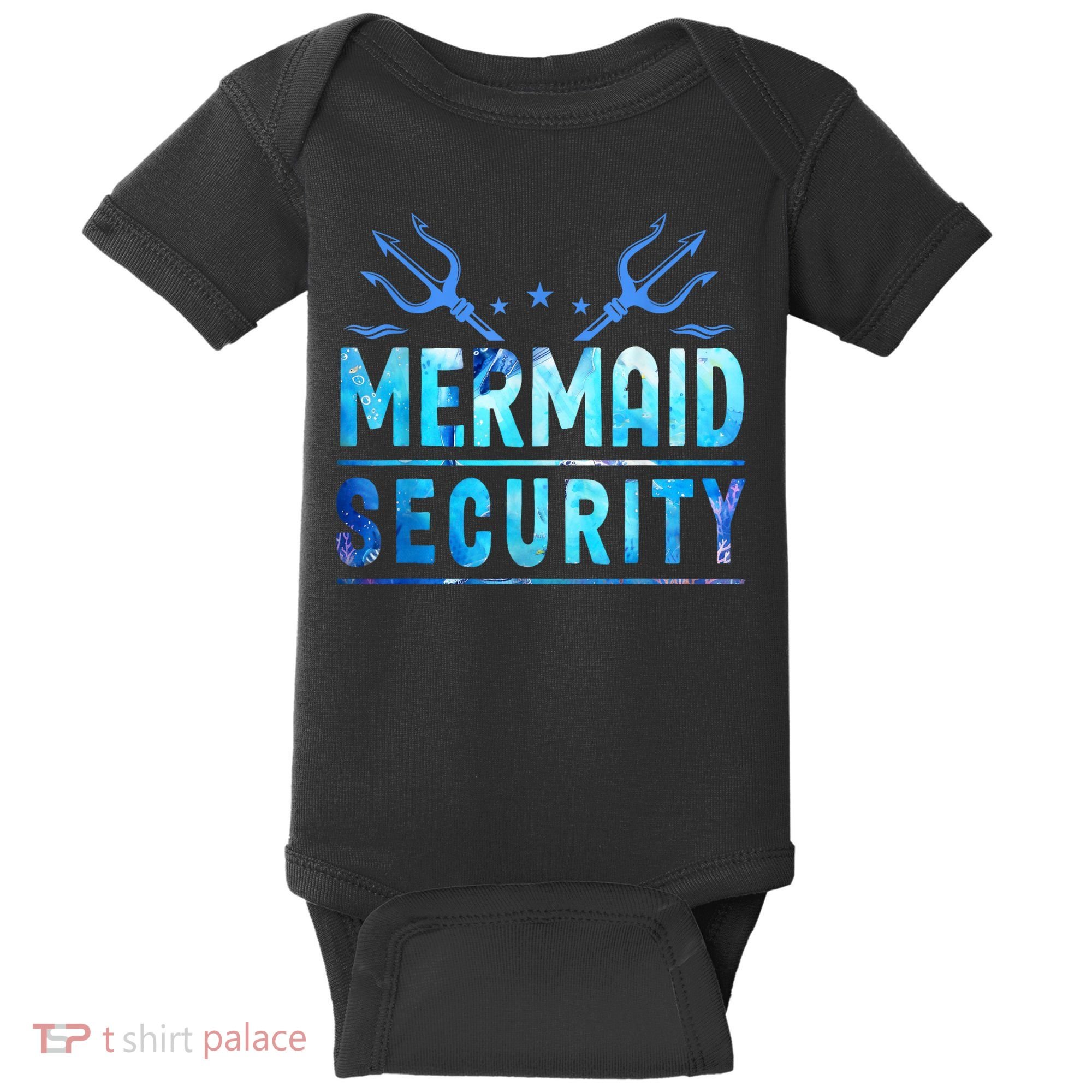 Mermaid Security Funny Dad Mermaid Family Mermaid Squad Baby Bodysuit