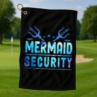 Mermaid Security Funny Dad Mermaid Family Mermaid Squad Golf Towel thumb 1