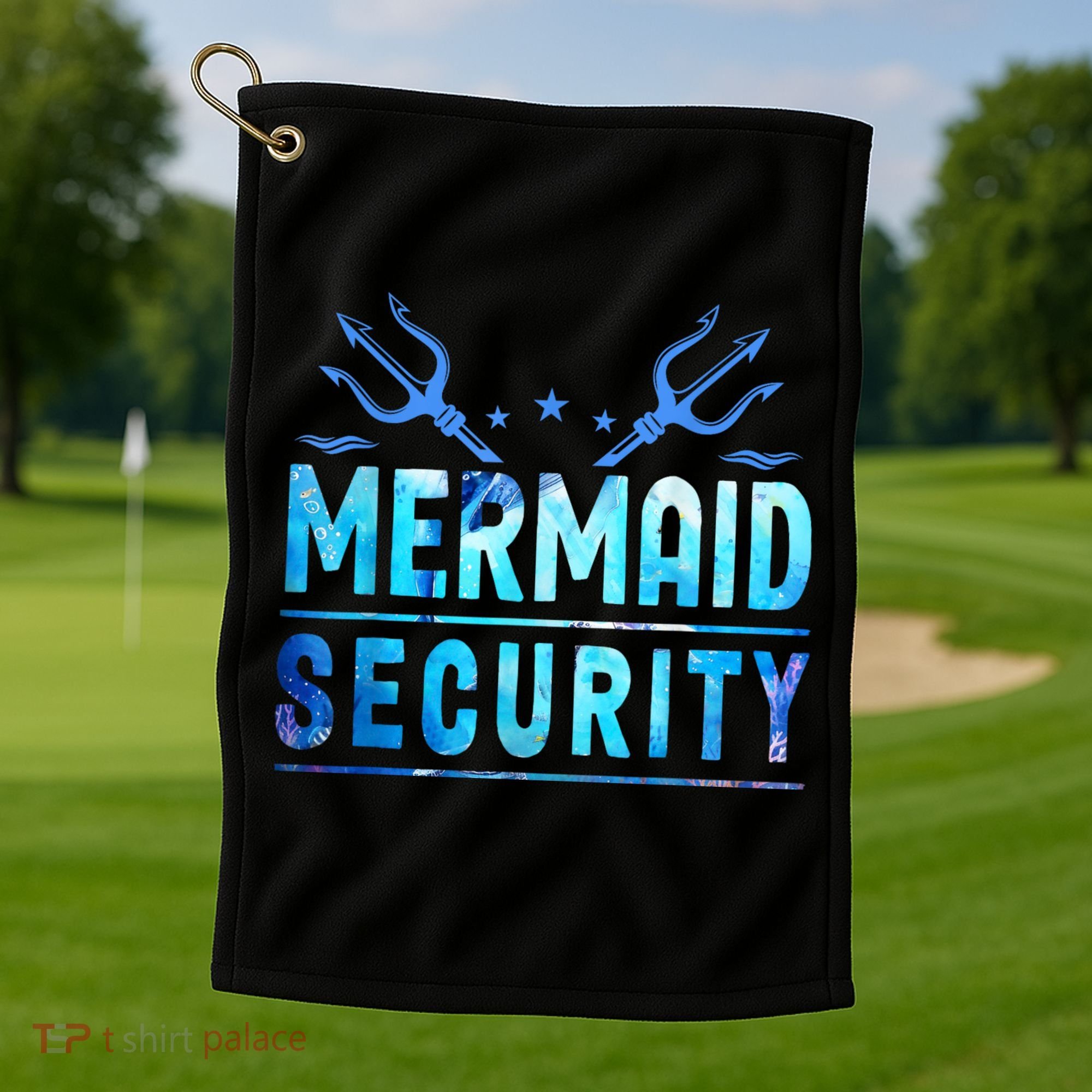 Mermaid Security Funny Dad Mermaid Family Mermaid Squad Golf Towel