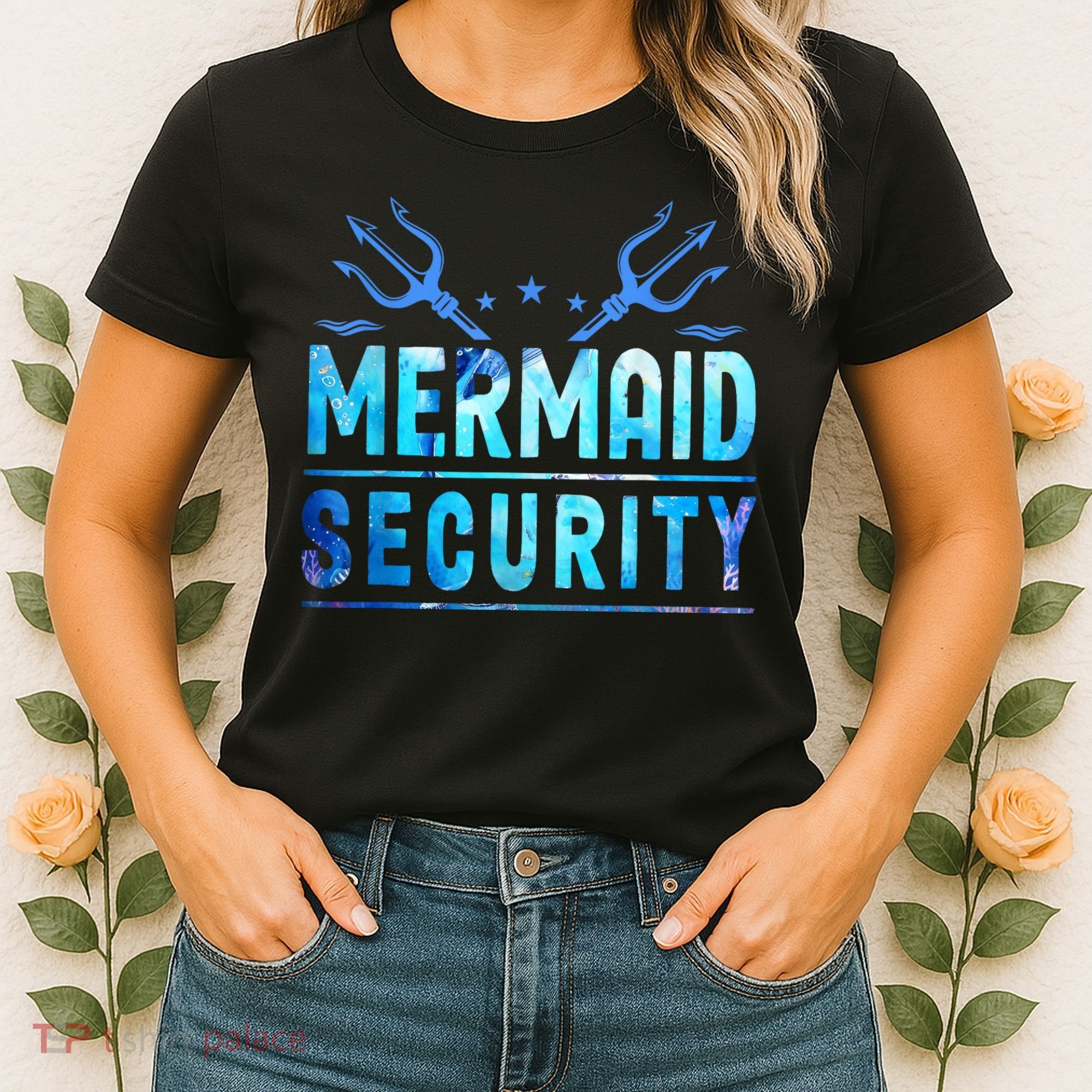 Mermaid Security Funny Dad Mermaid Family Mermaid Squad Women's T-Shirt