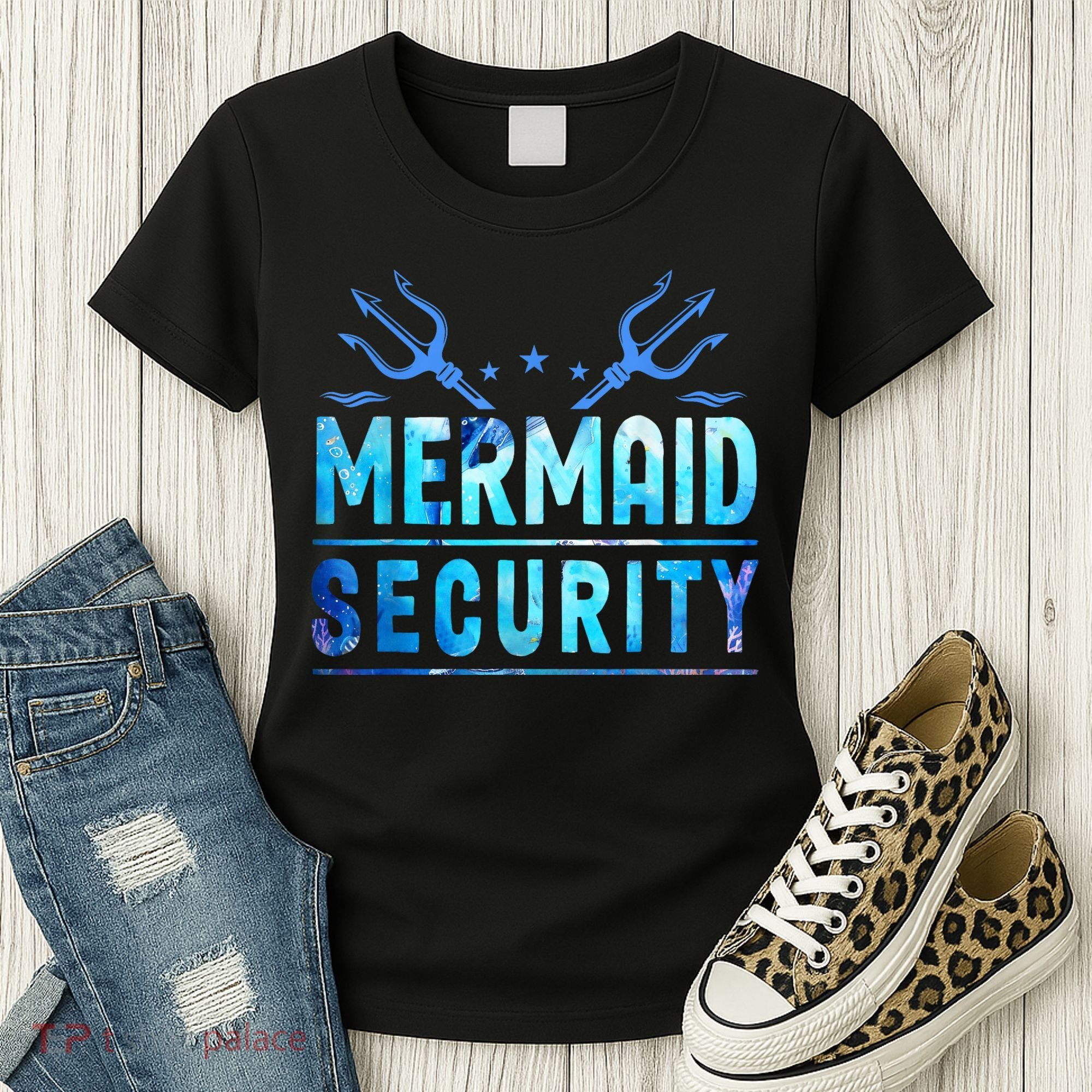Mermaid Security Funny Dad Mermaid Family Mermaid Squad Women's T-Shirt