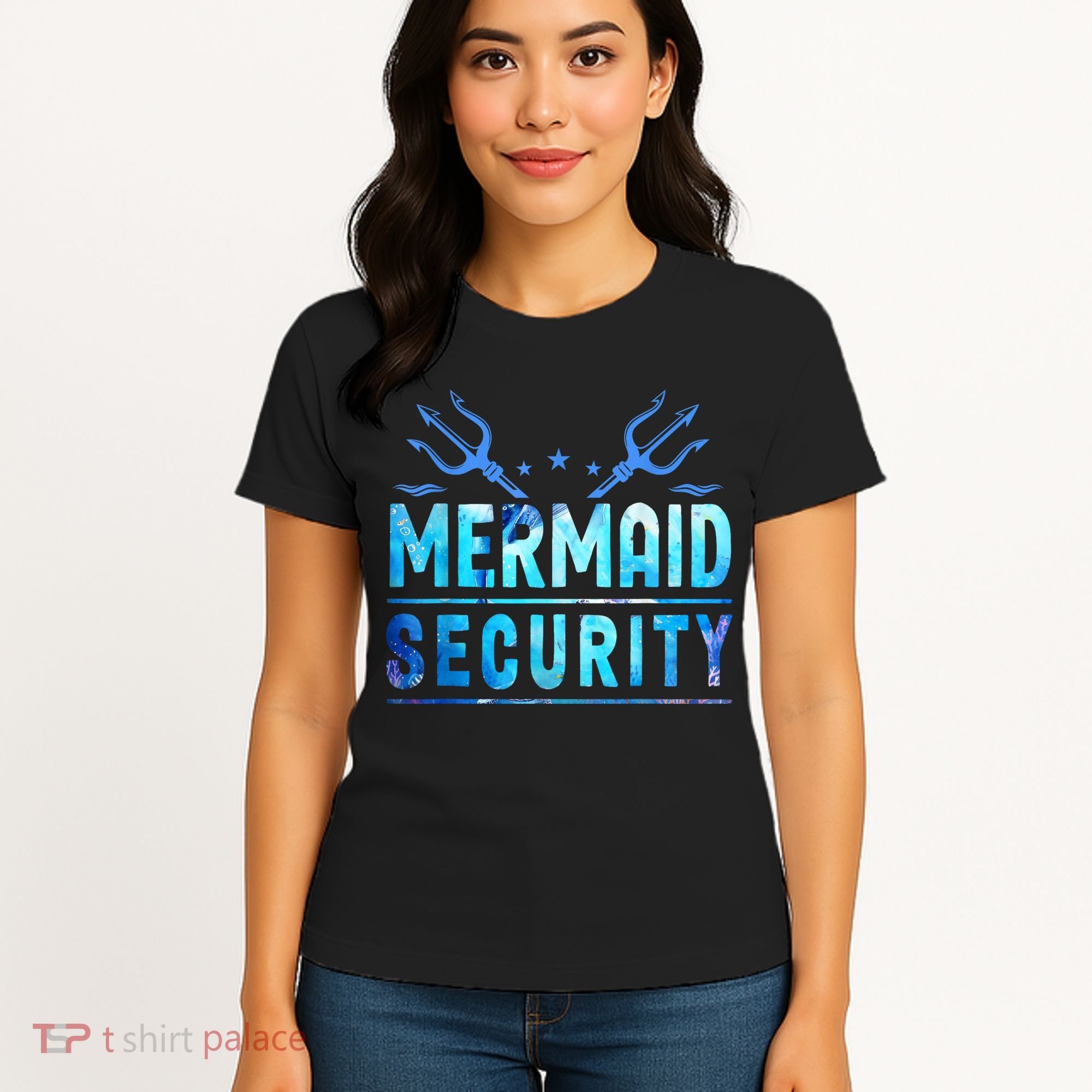 Mermaid Security Funny Dad Mermaid Family Mermaid Squad Women's T-Shirt