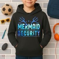 Mermaid Security Funny Dad Mermaid Family Mermaid Squad Kids Hoodie thumb 2