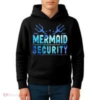 Mermaid Security Funny Dad Mermaid Family Mermaid Squad Kids Hoodie thumb 4