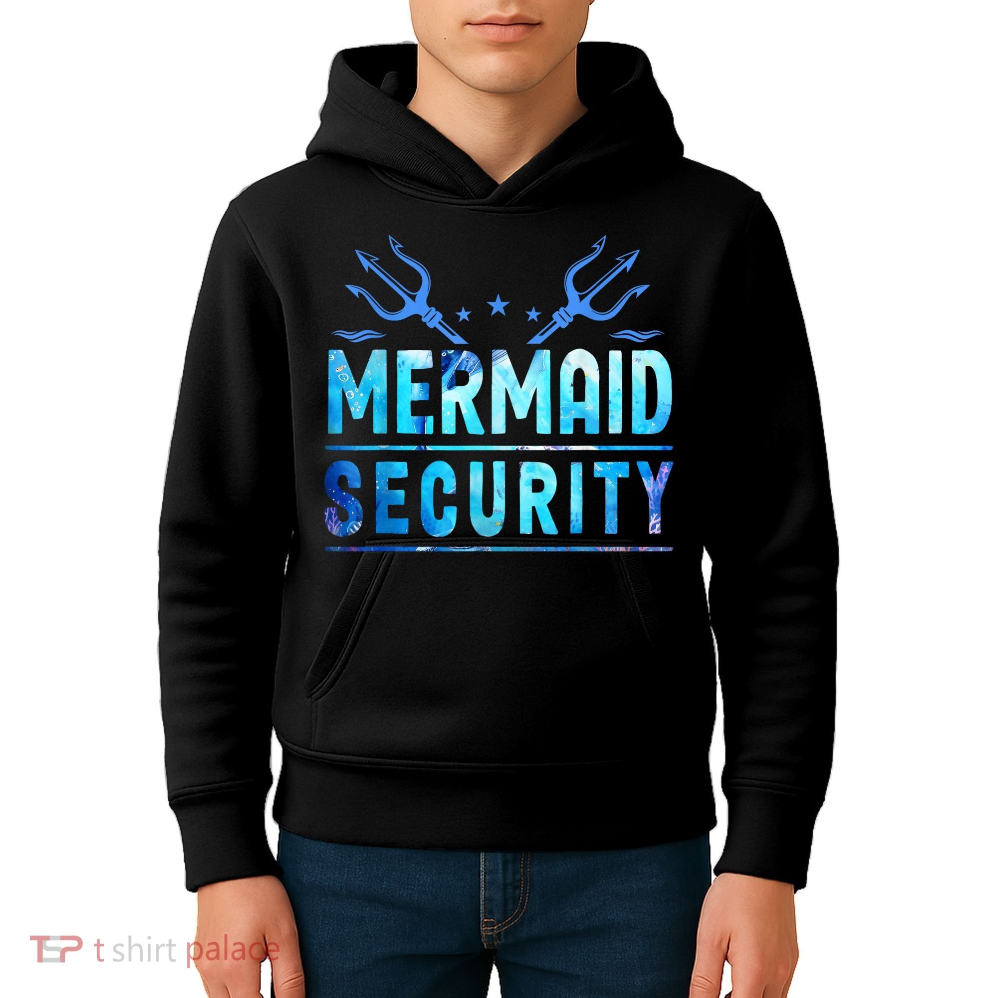 Mermaid Security Funny Dad Mermaid Family Mermaid Squad Kids Hoodie